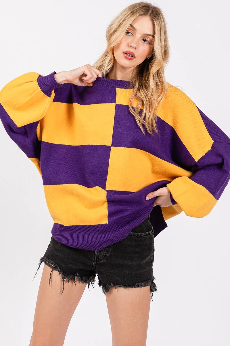 GAME DAY CHECKERED SWEATER-GDCS3
