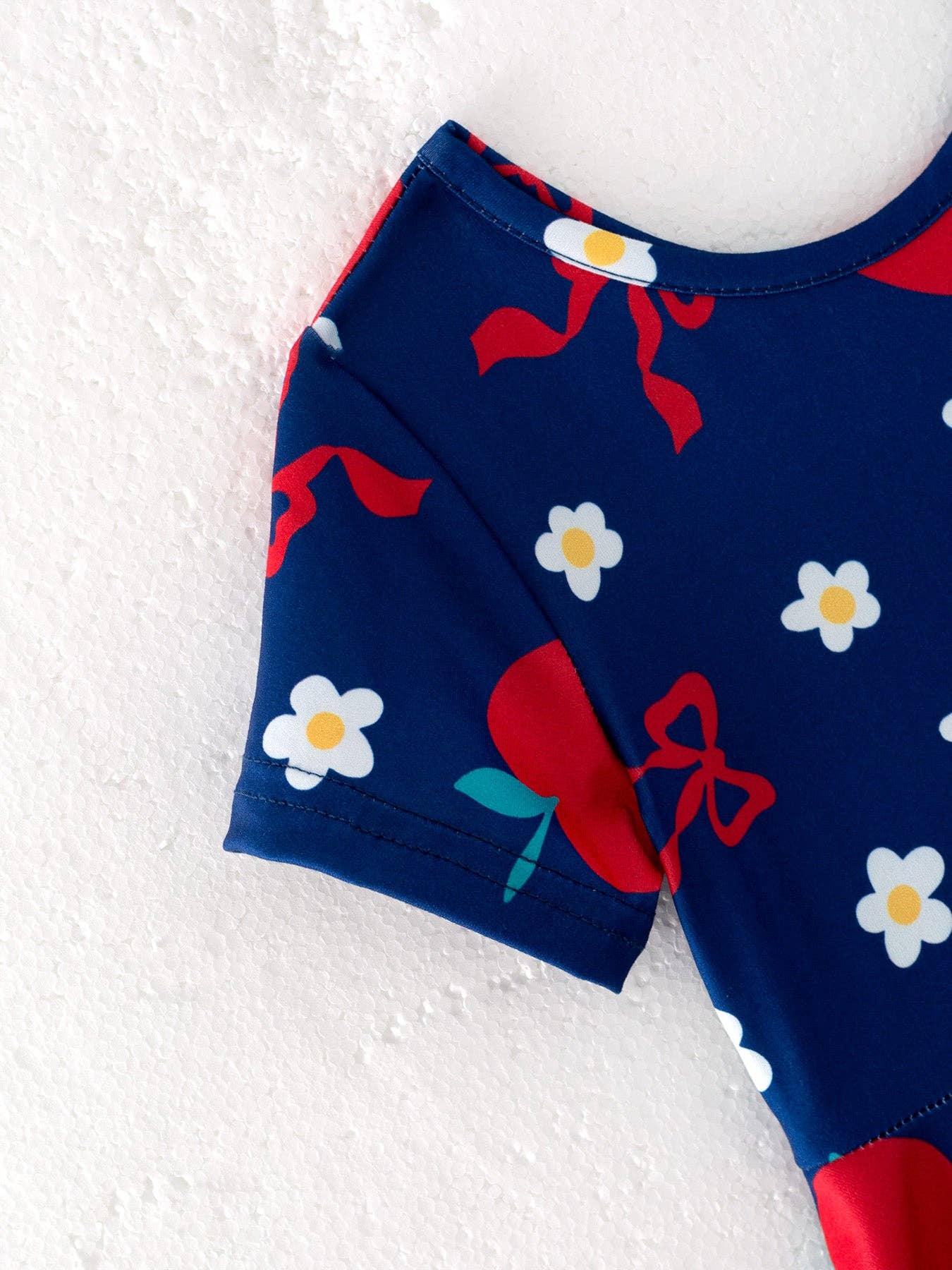 Navy Apple Floral Girls Back to School Dress DRG52