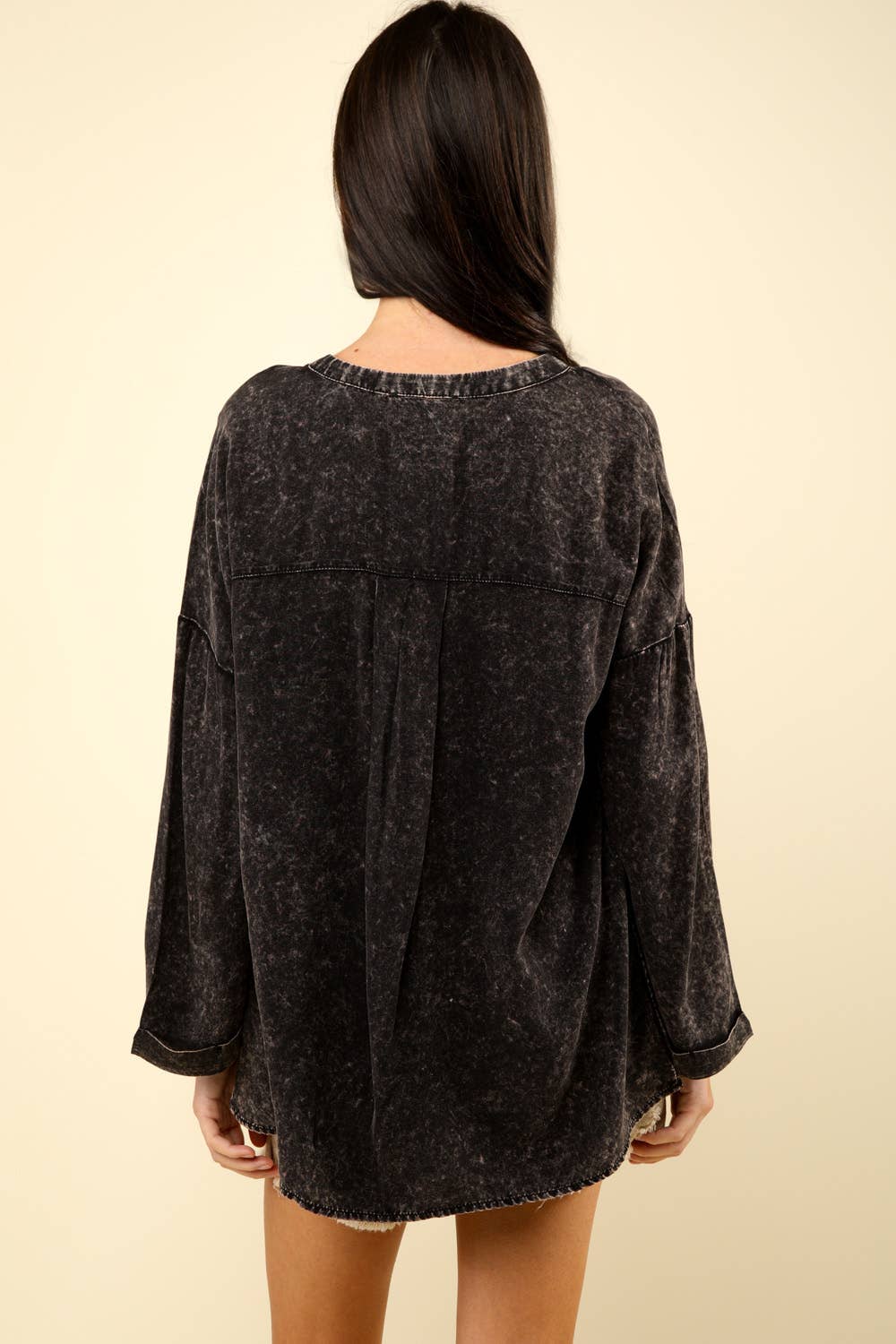 Oversized Washed Soft Shirts Blouse Top JVNT-179L
