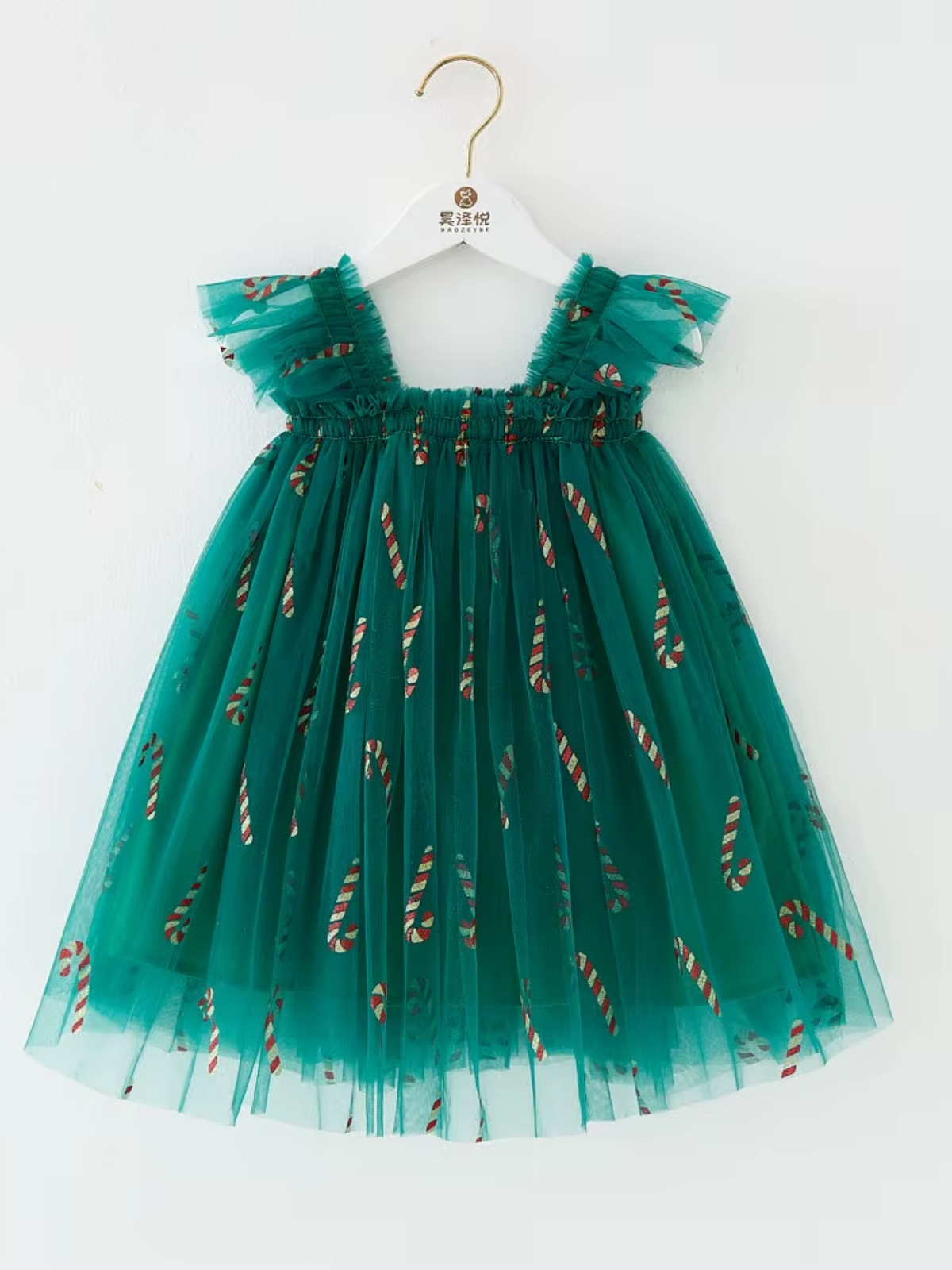 Mia Belle Girls •Candy Cane Green Sparkle Christmas Dress-112425br