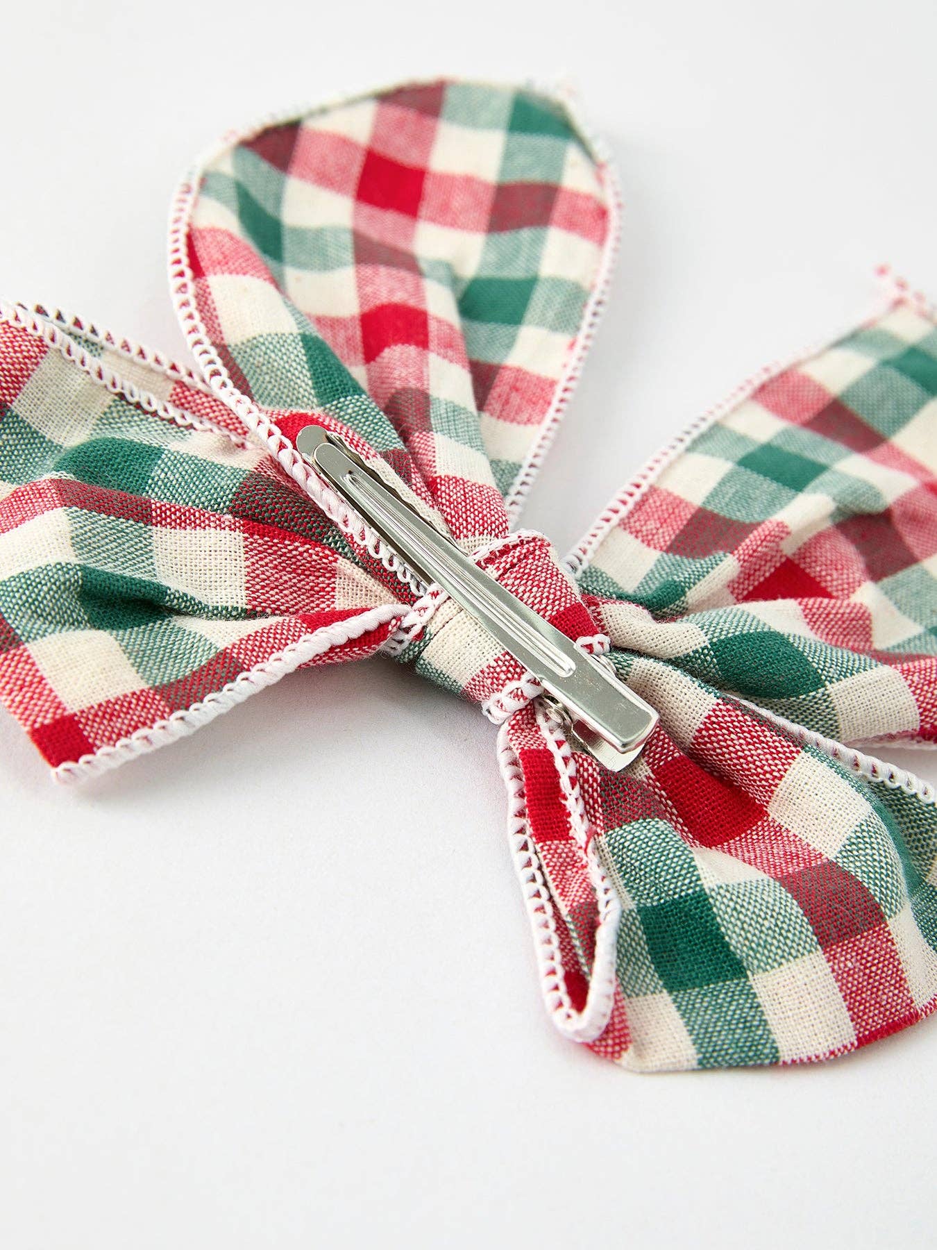 Christmas Red,Green and White Plaid Bow 5 Inch Hairpin 103025AS
