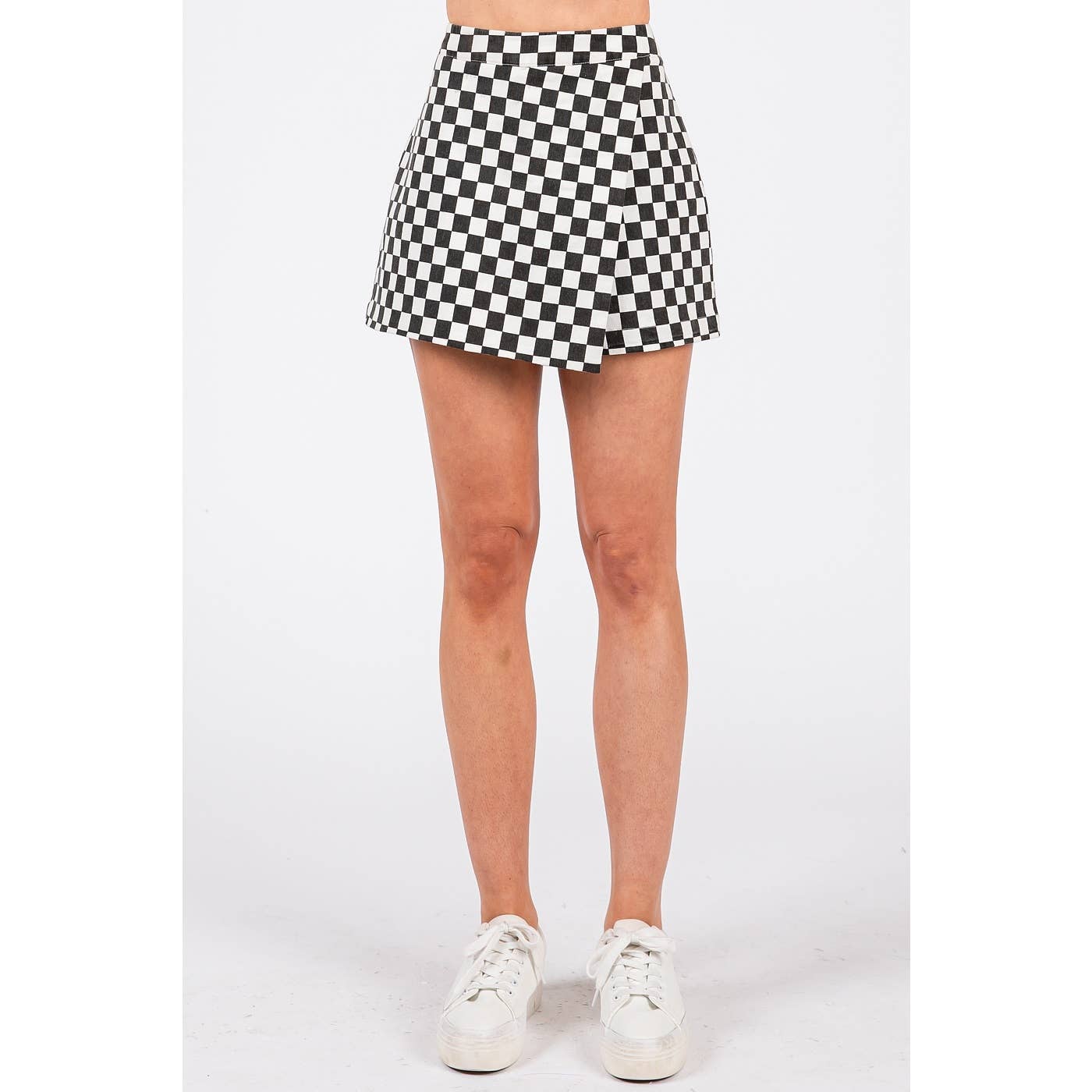 GAME DAY CHECKERED OVERLAY WRAP FRONT MINI SKORT-GDCOW