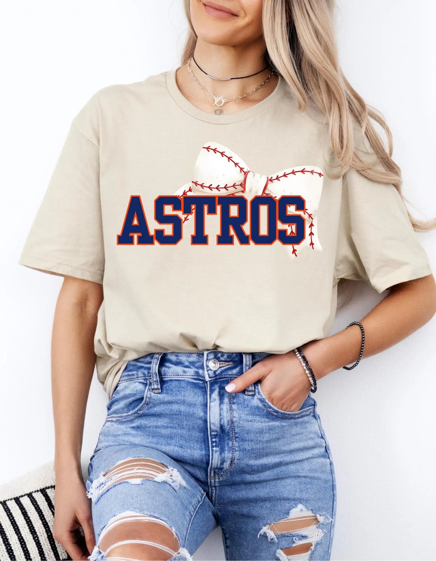 HTX 'Stros with Baseball Bow - T SHIRT- (Gildan)