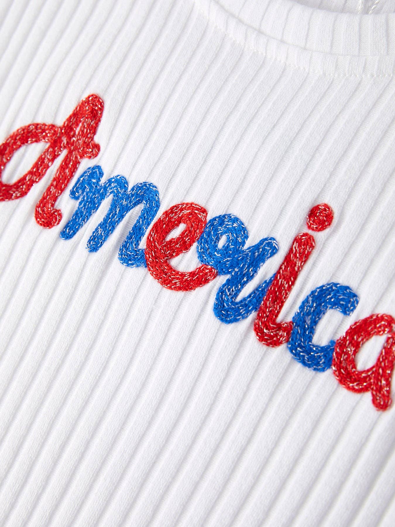 Girls “America”Top+Denim Shorts Set OFG507