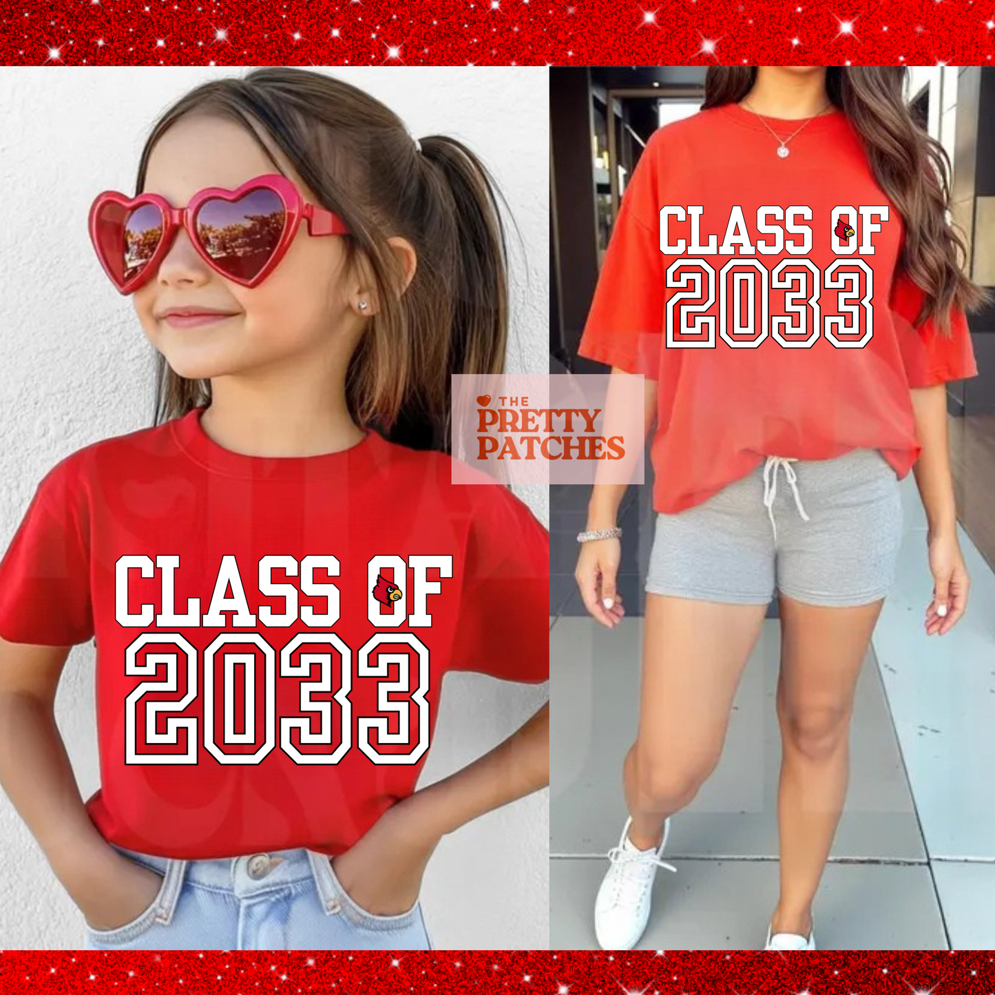 Class of 2033 Cardinals with logo in "O" - T SHIRT - (Comfort Color/Bella)