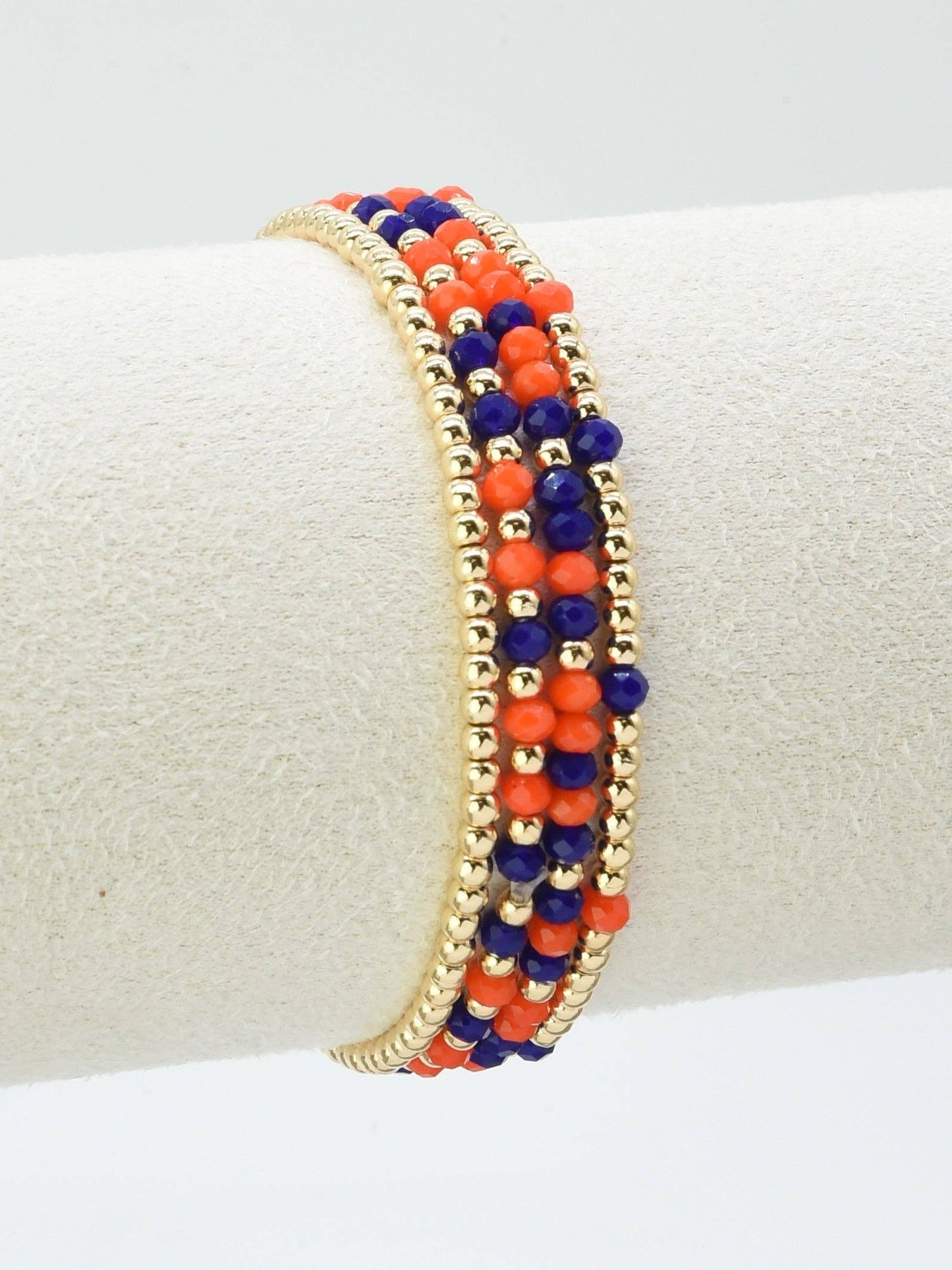Glass Bead and Gold Stretch Bracelets, Great for Gameday! — In store — MGBG