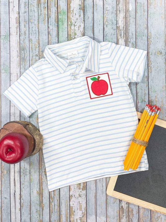 Boys Apple & Stripes Collared Shirt-BTS-11012