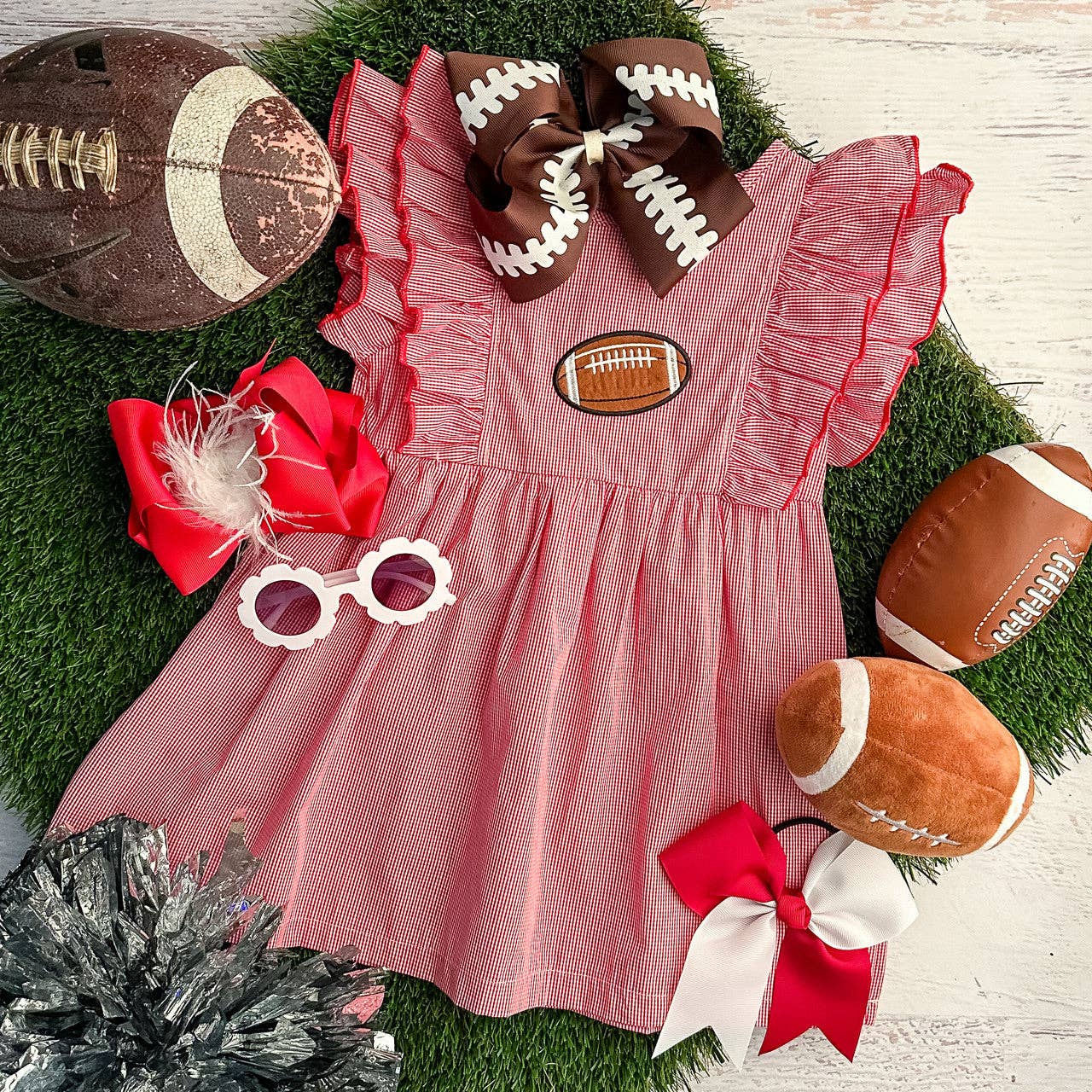 Red Classic Gingham Football Dress 50309