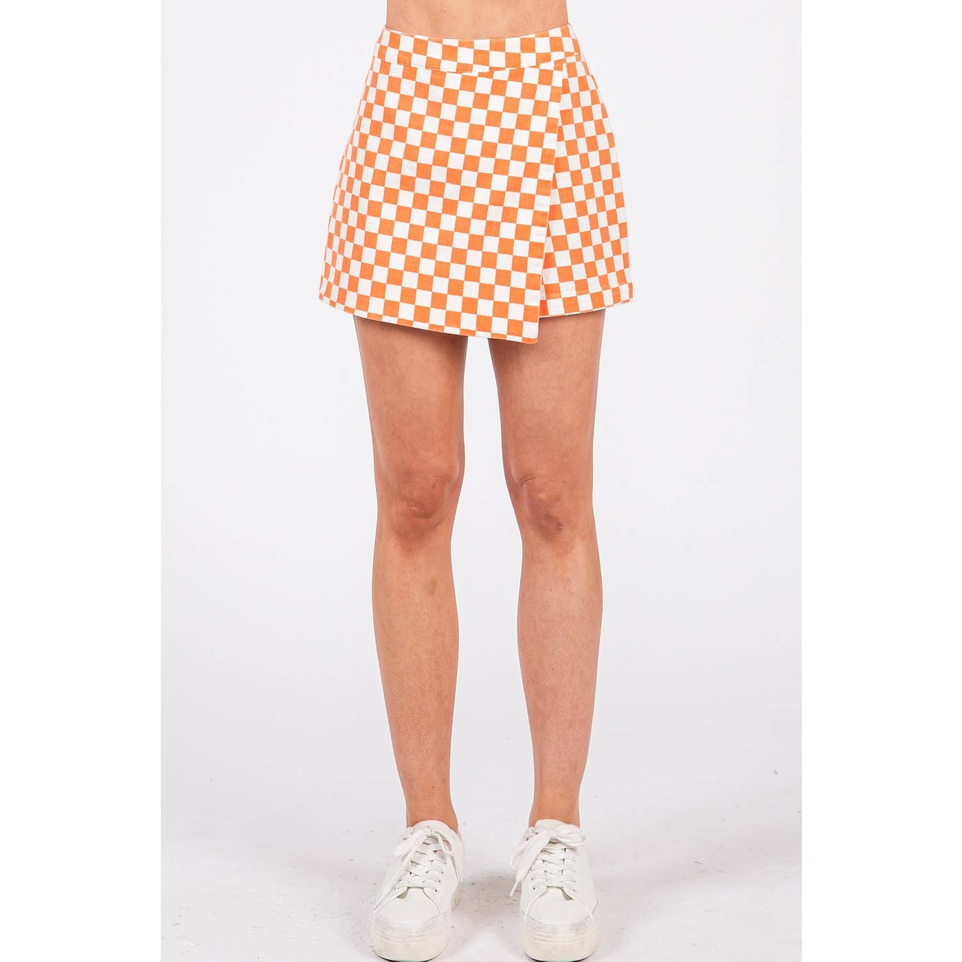 GAME DAY CHECKERED OVERLAY WRAP FRONT MINI SKORT-GDCOW