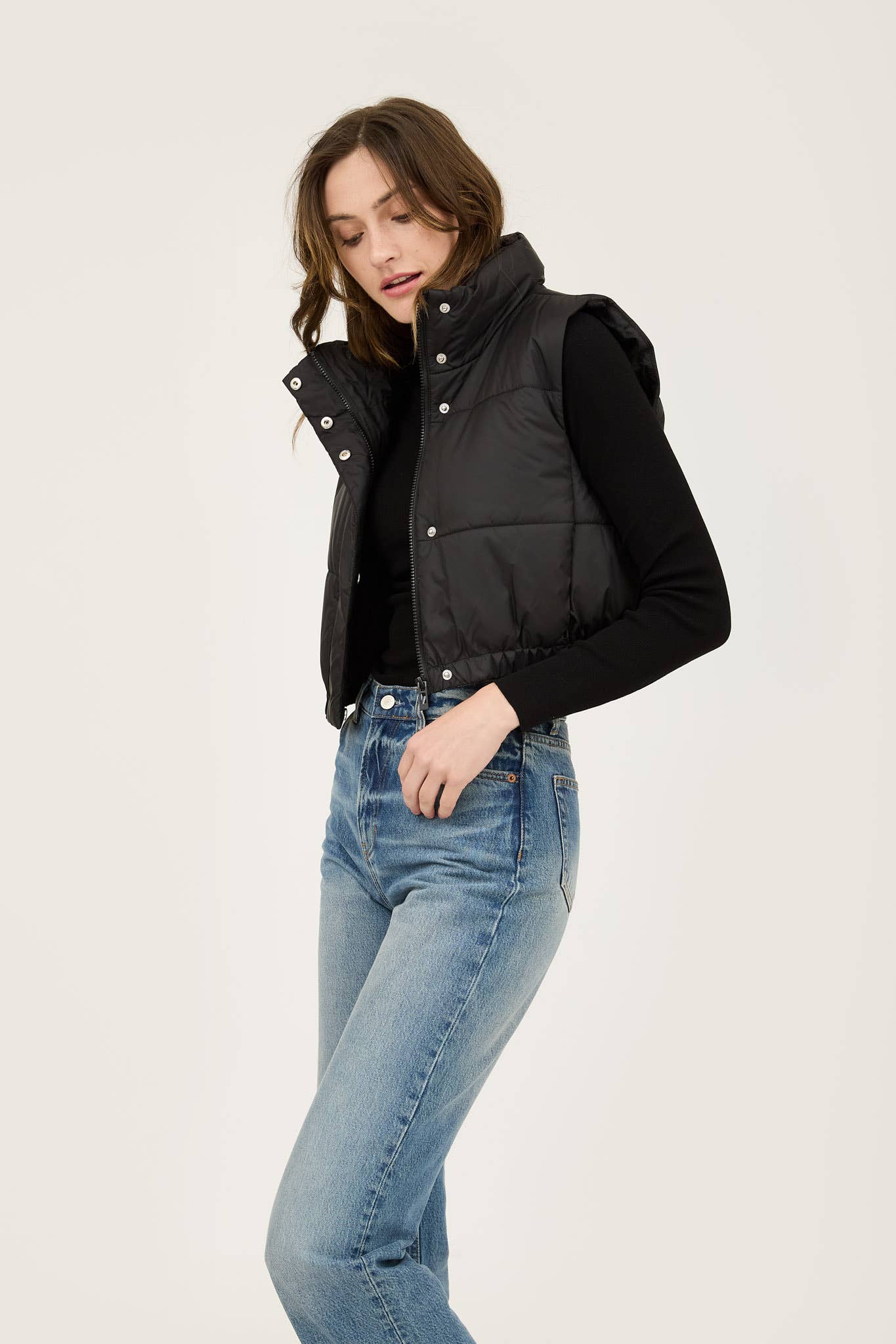 ✅CROPPED ZIP UP PUFFER VEST 2353
