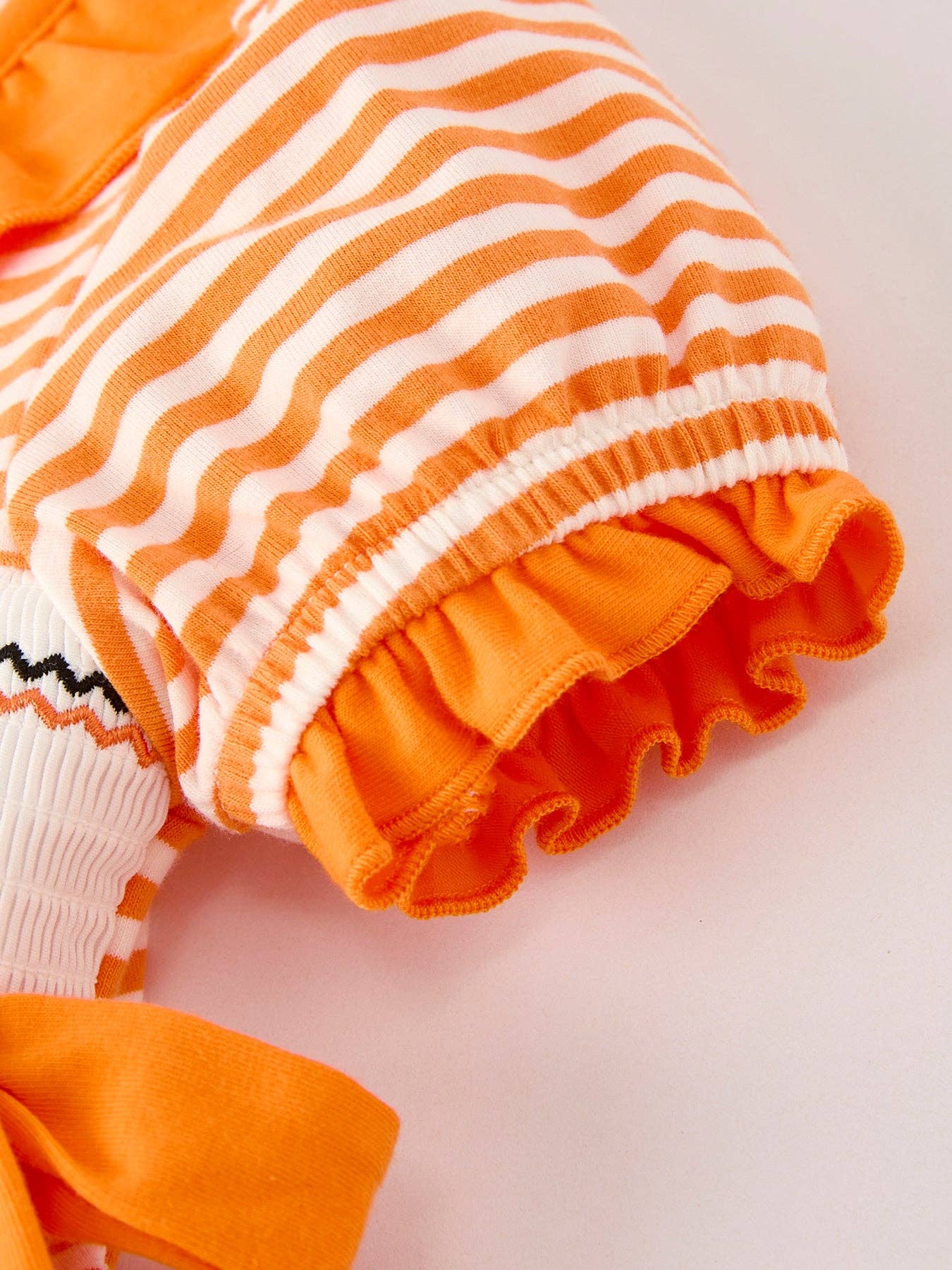 Rylee Faith Designs - Halloween Striped Dress with Cat Smocking Embroidery – 110825br