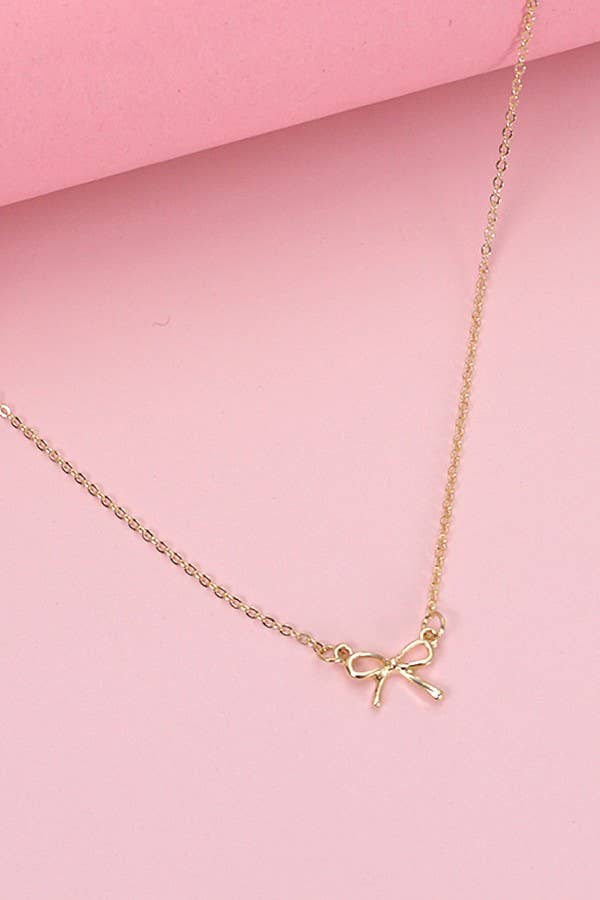 JOSSLYN by Wall to Wall - MINI GOLD BOW CHARM NECKLACE | 80N346