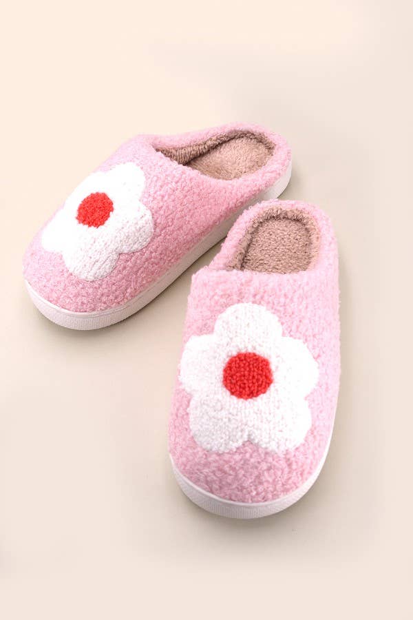 Pink checkered smile yellow face slippers 40SP014