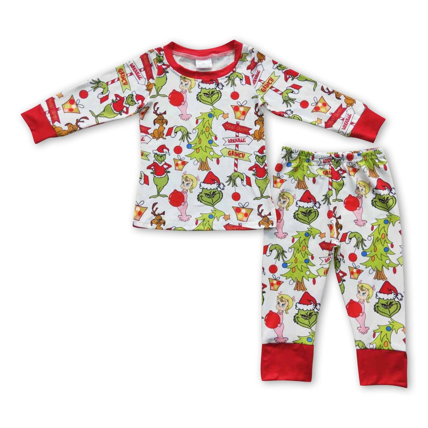 Grinch Pajamas Green face long sleeves boy pajamas BLP0256br