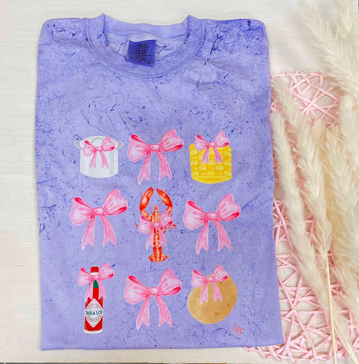 CRAWFISH BOIL ESSENTIALS AND PINK BOWS T--SHIRT