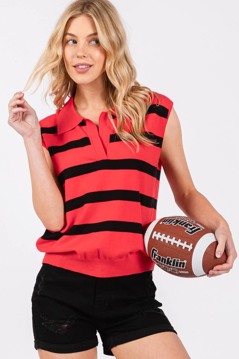 STRIPED SLEEVELESS SWEATER TOP- SSST2
