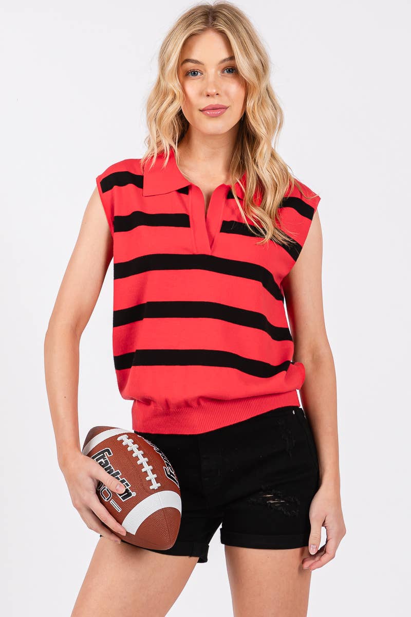 STRIPED SLEEVELESS SWEATER TOP- SSST2