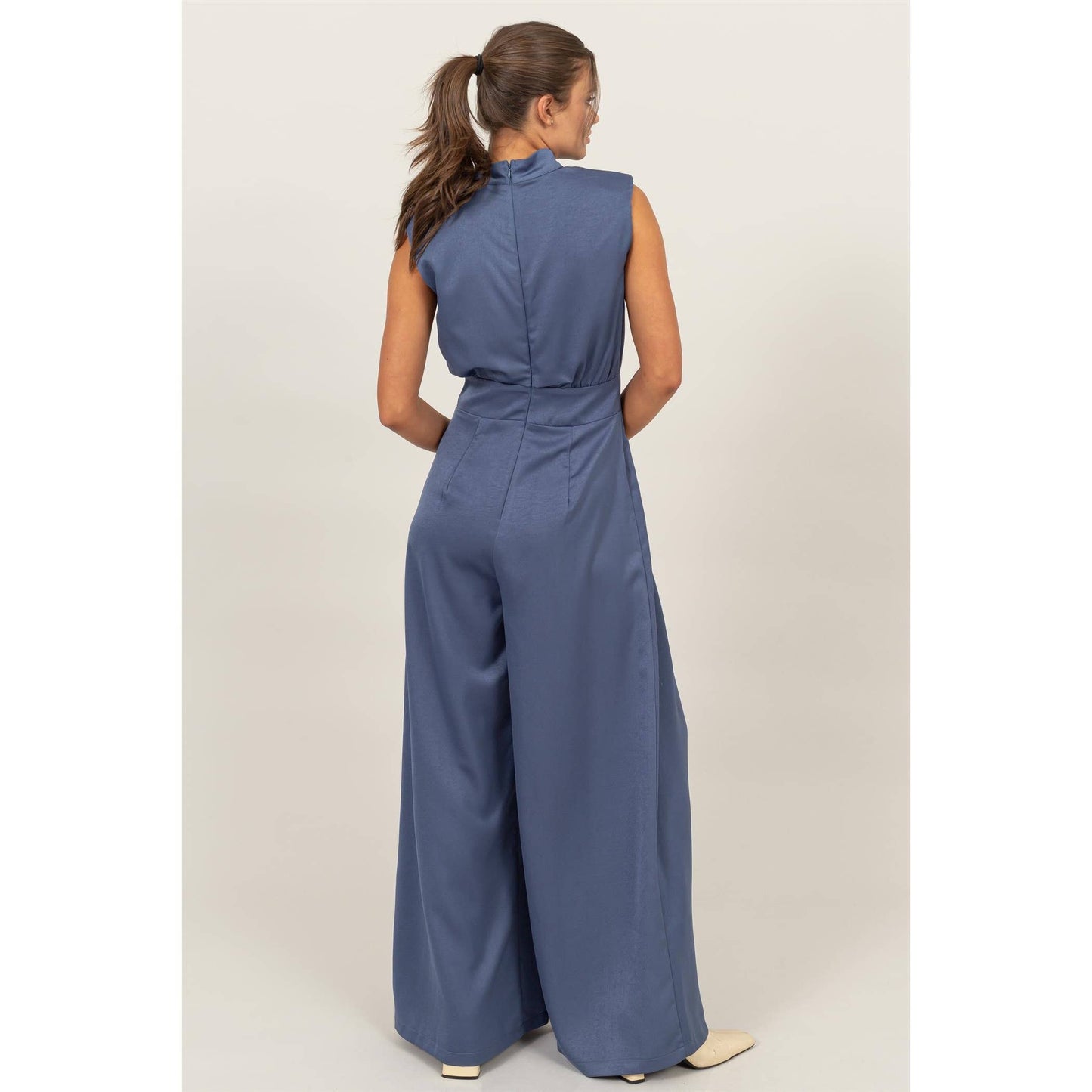 SLEEVELESS WIDE LEG SATIN JUMPSUIT HF24G072-