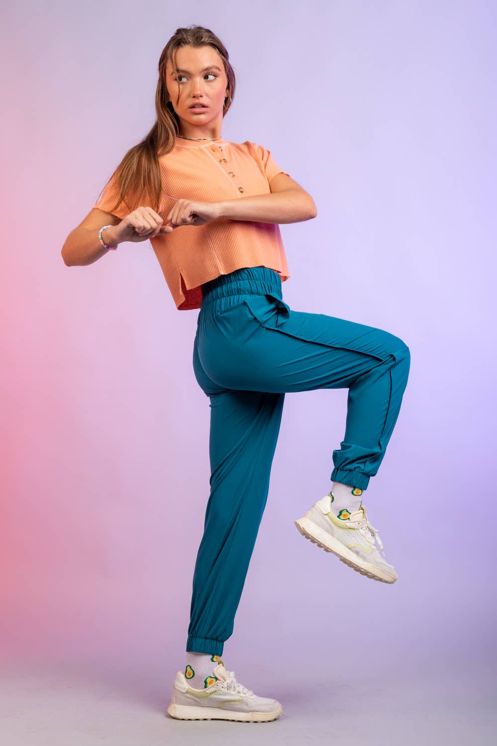 High Waisted Cargo Active Joggers w/ Pockets NP70063