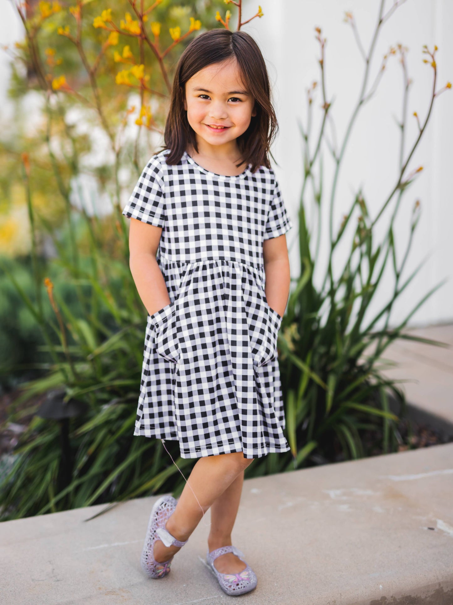 Gingham Little Girls Pocket Dress DGL8-319