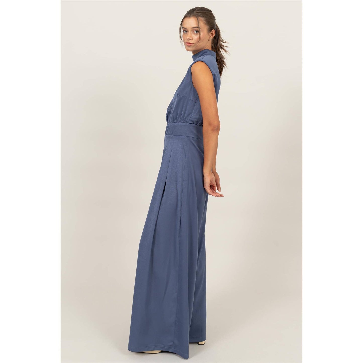 SLEEVELESS WIDE LEG SATIN JUMPSUIT HF24G072-
