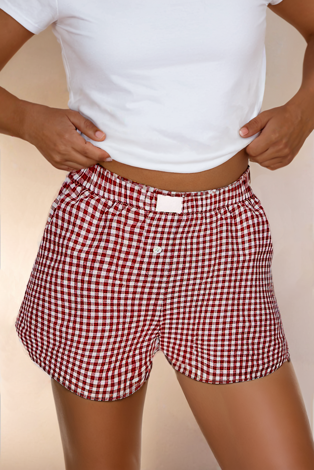 Stripe Plaid Printed High Waist Gingham Shorts LA731