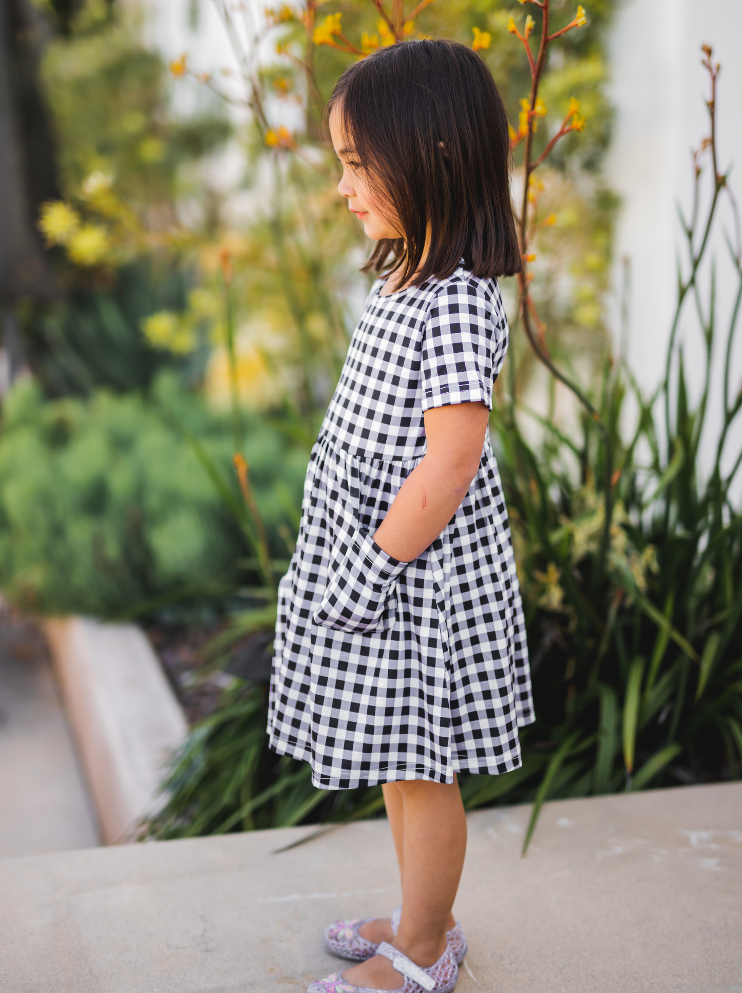 Gingham Little Girls Pocket Dress DGL8-319