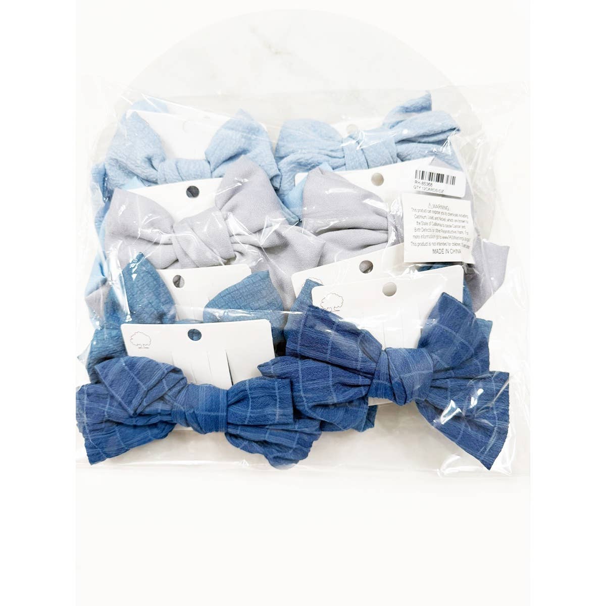 Blue Shade Double Layer Bow Hair Clips BSD91