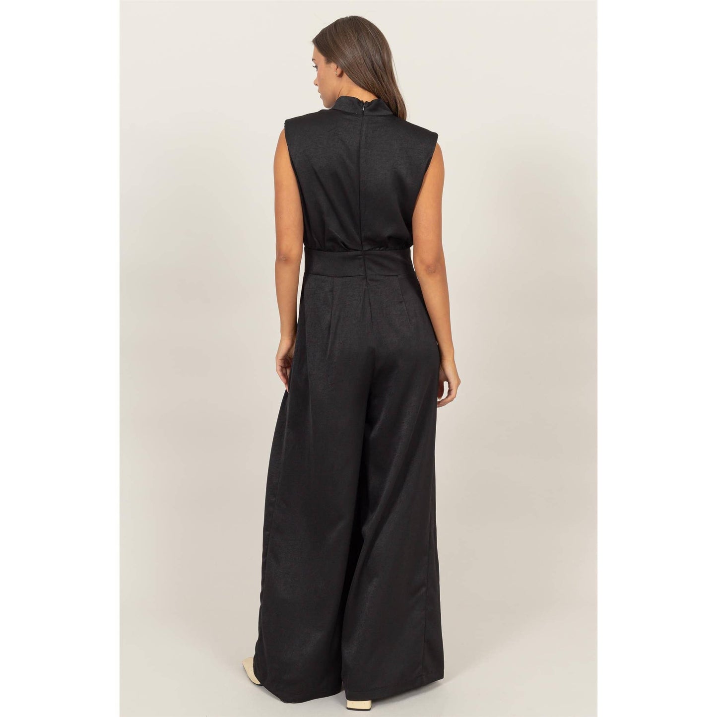 SLEEVELESS WIDE LEG SATIN JUMPSUIT HF24G072-
