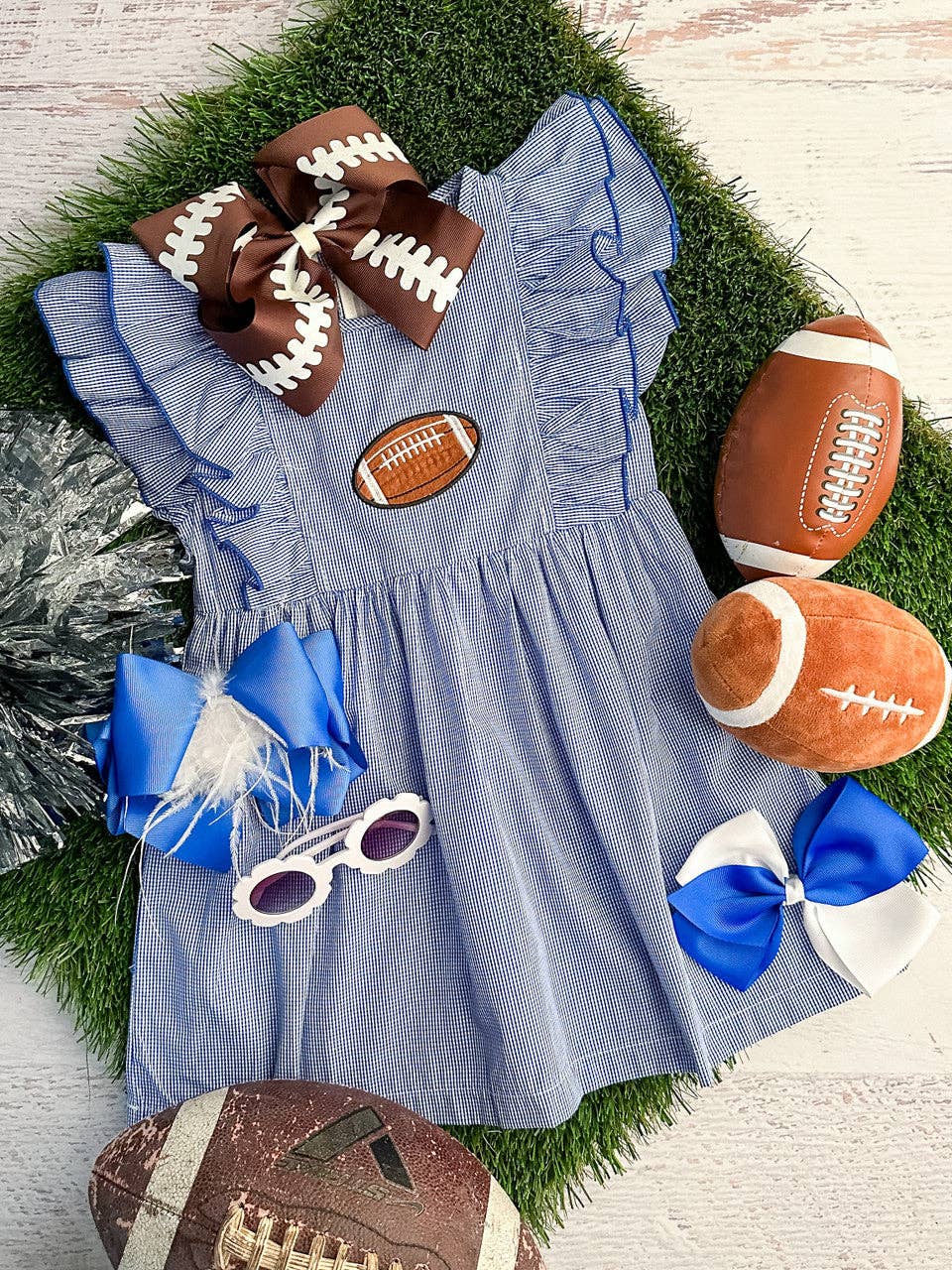 Royal Blue Classic Gingham Football Dress BF50310