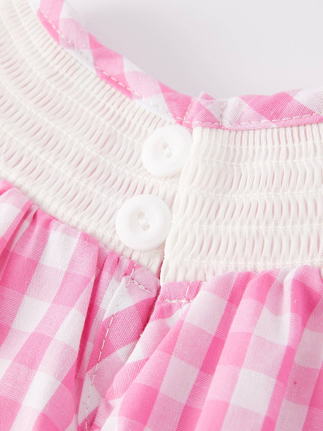 Valentine's Day Heart Bow Smocking Embroidered Pink Romper VDHB89