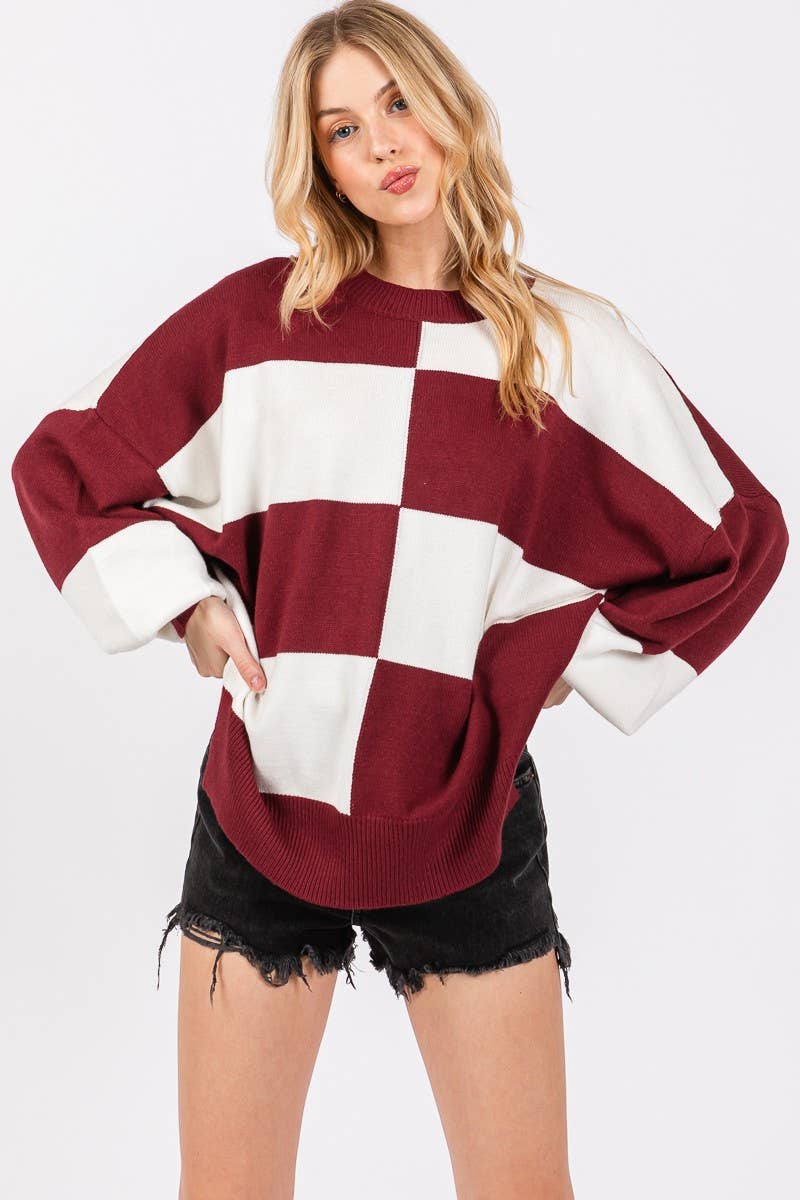 GAME DAY CHECKERED SWEATER-GDCS3