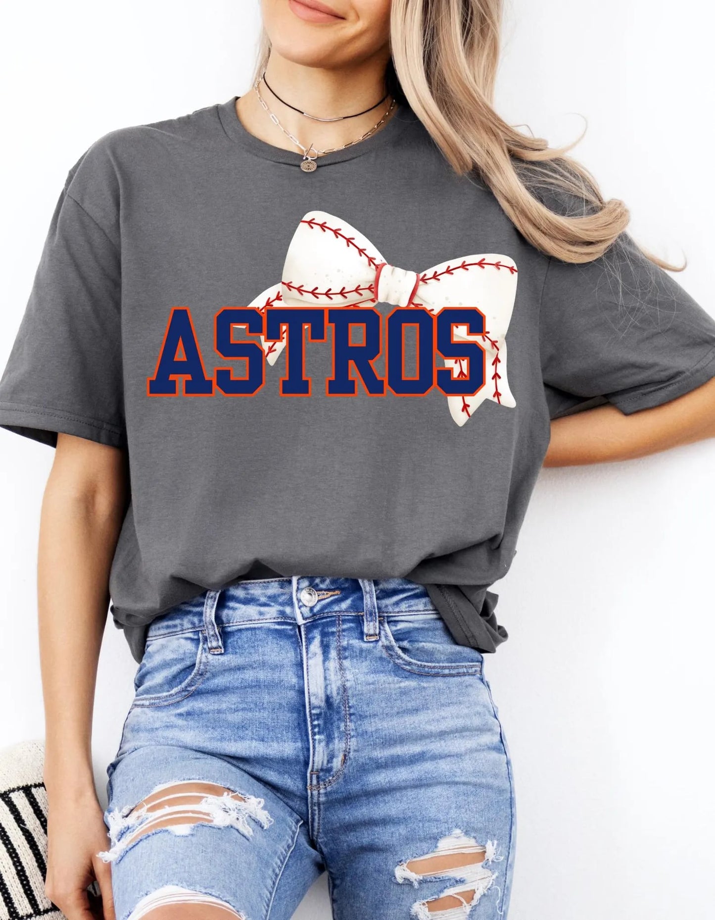HTX 'Stros with Baseball Bow - T SHIRT- (Gildan)