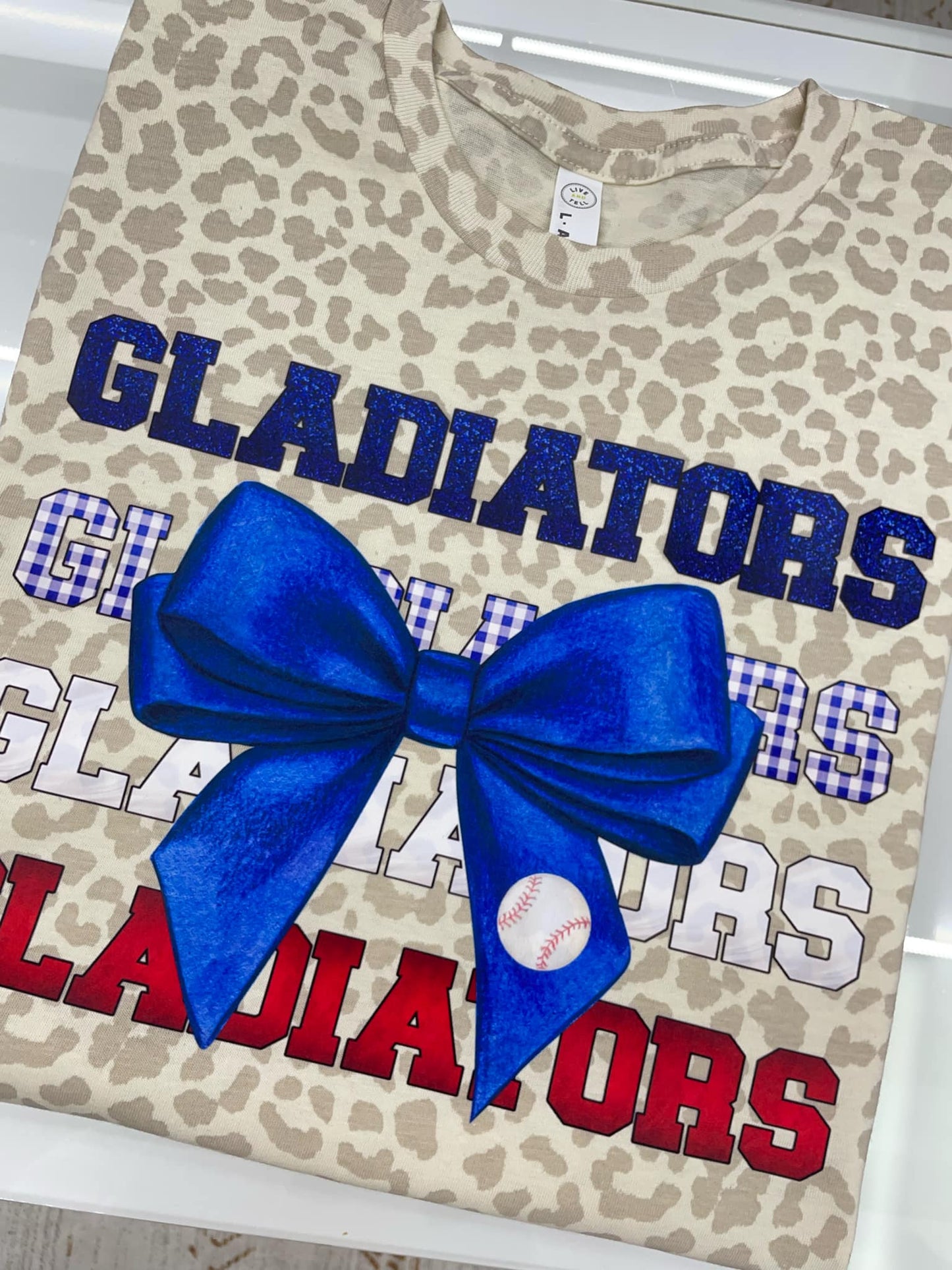 Gladiators (four rows and blue bow with baseball) T-shirt