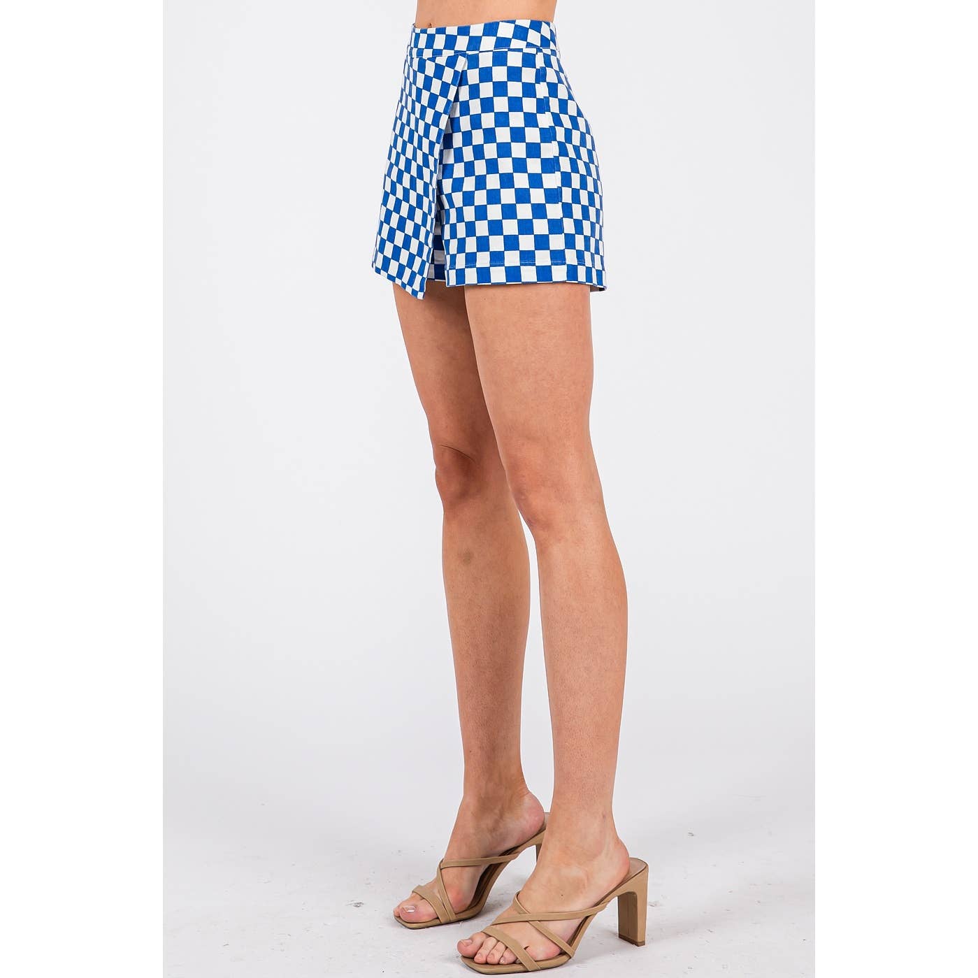 GAME DAY CHECKERED OVERLAY WRAP FRONT MINI SKIRT-GDCOW