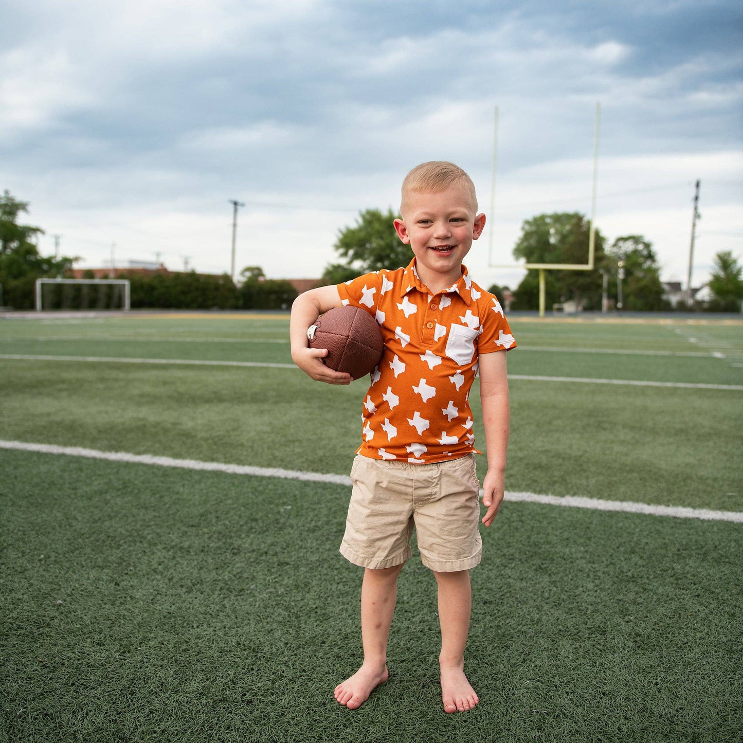 Boys Shirt Polo Texas Burnt Orange & White 1543