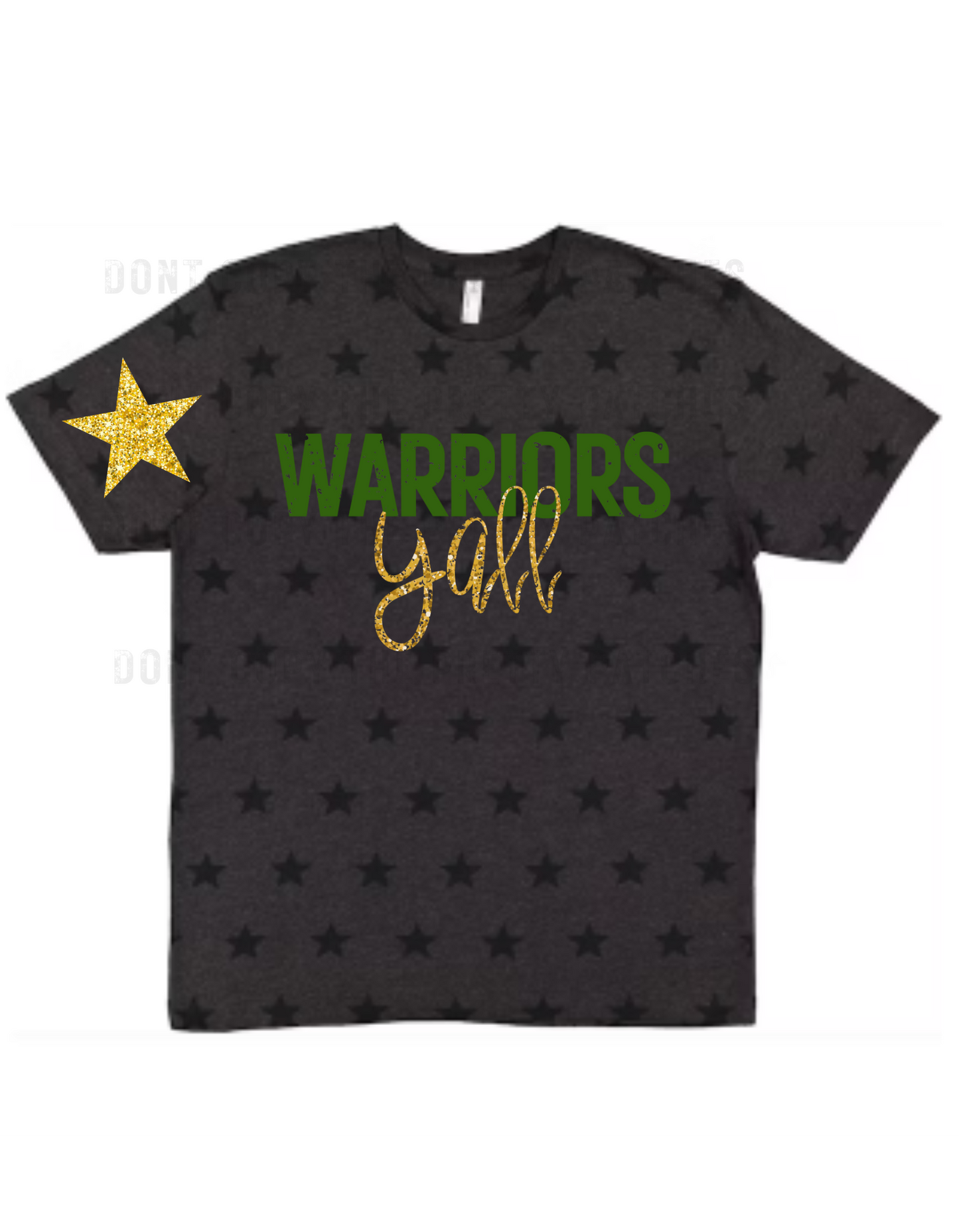 Warriors yall gold glitter star (green and glitter gold)