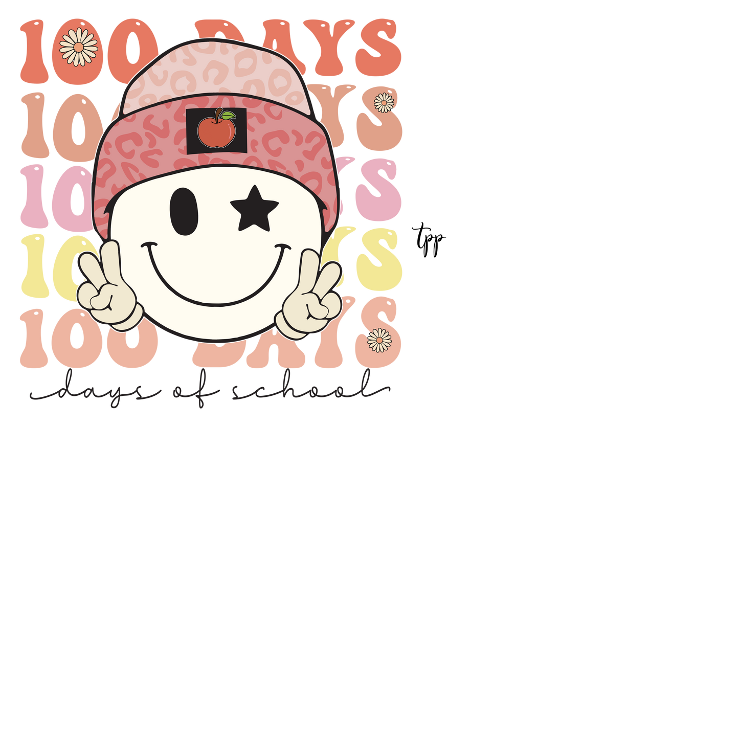 100 days of school smile face and beanie