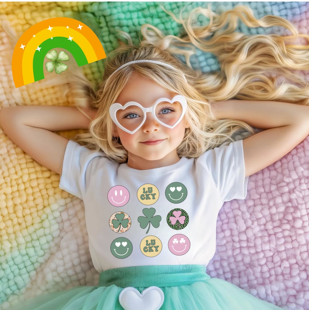 Lucky, Smiley & Clovers - T SHIRT - (Jerzee/Gildan)