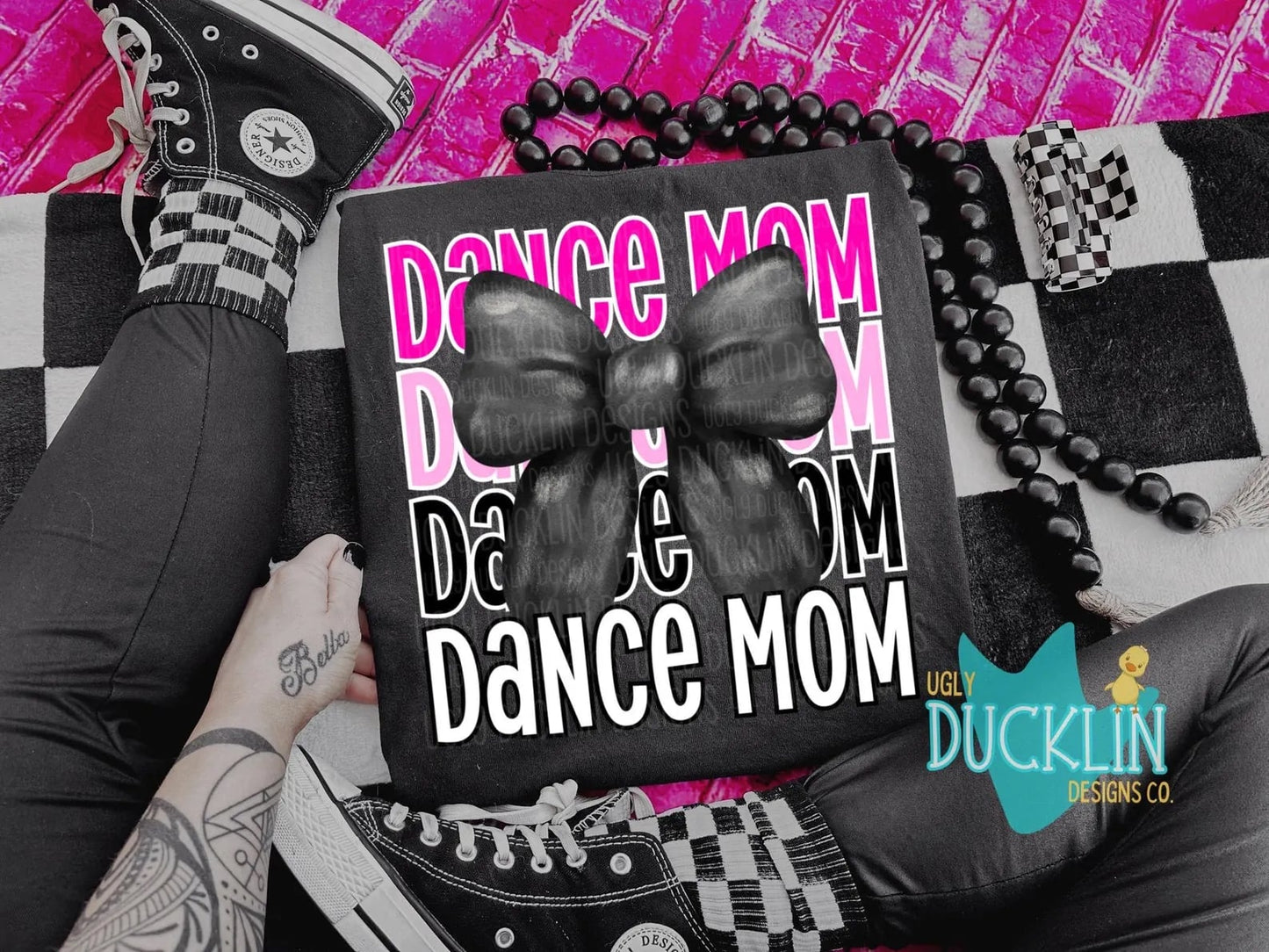 Dance Mom x4 with Bow - T SHIRT - (Jerzee/Gildan)