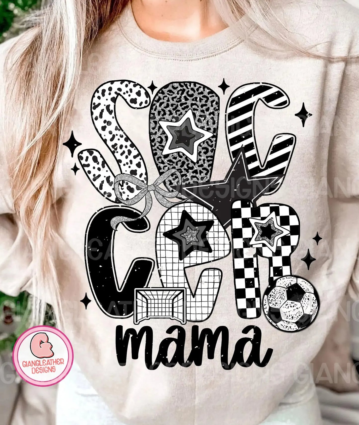 B&W Soccer Mama - SWEATSHIRT - (Jerzee/Gildan)