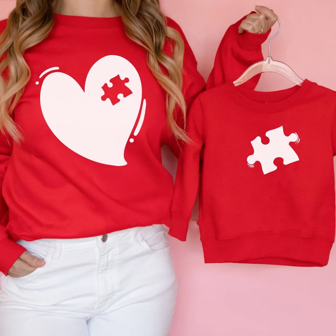 Autism Awareness Matching Puzzle + Heart - SWEATSHIRT - (Jerzee/Gildan)