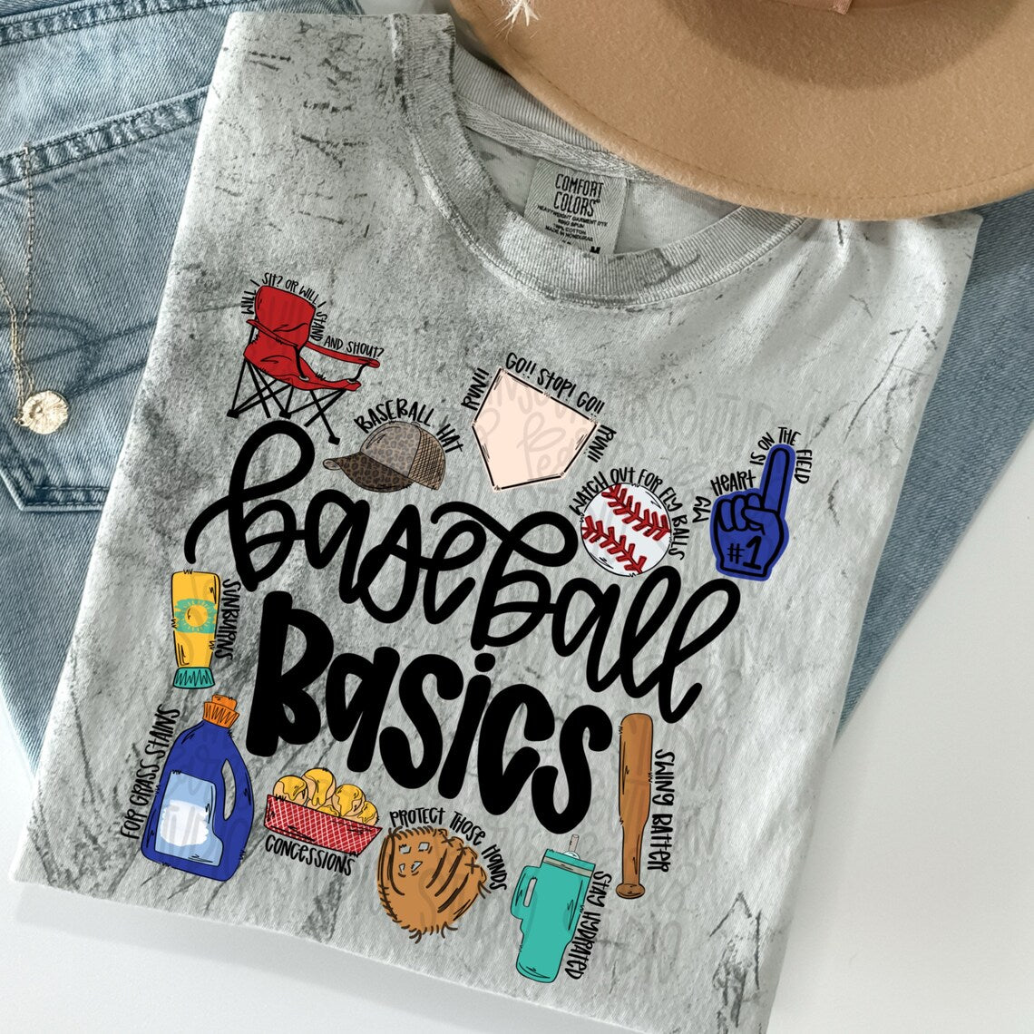 Baseball Basics "tide bottle, cup, hat, glove" T-shirt