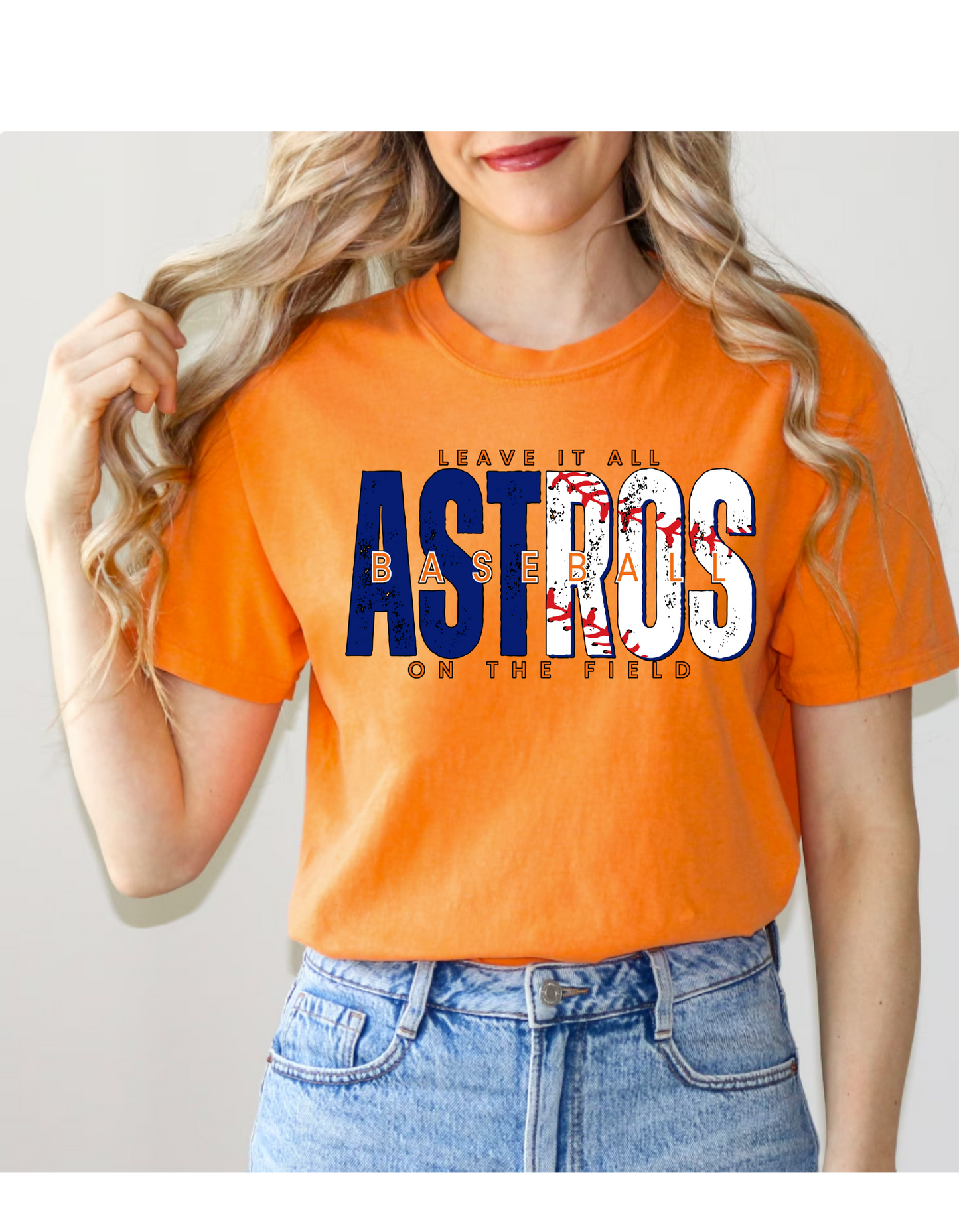 Astros Leave it all on the field baseball (navy blue and white font)