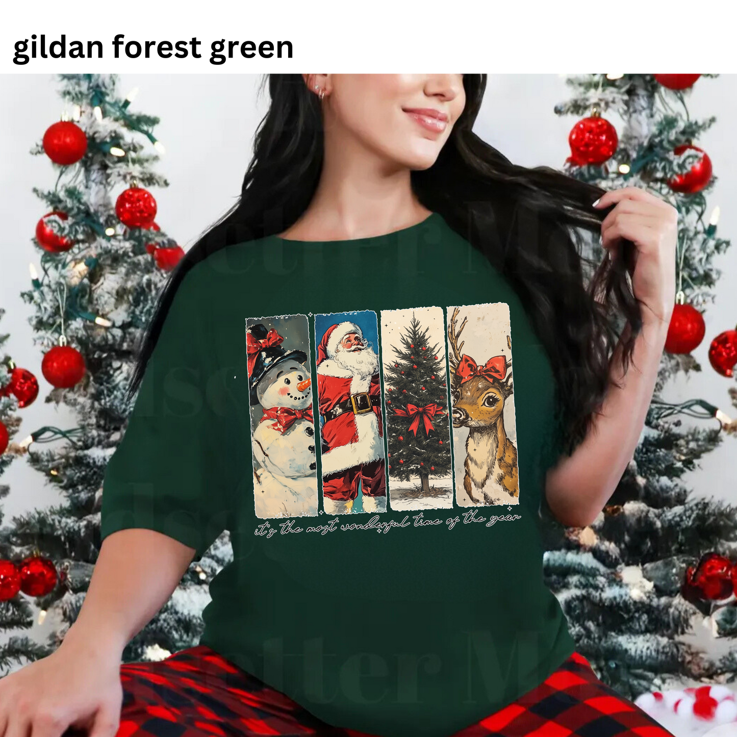 Vintage snowman , santa, tree, deer T-SHIRT