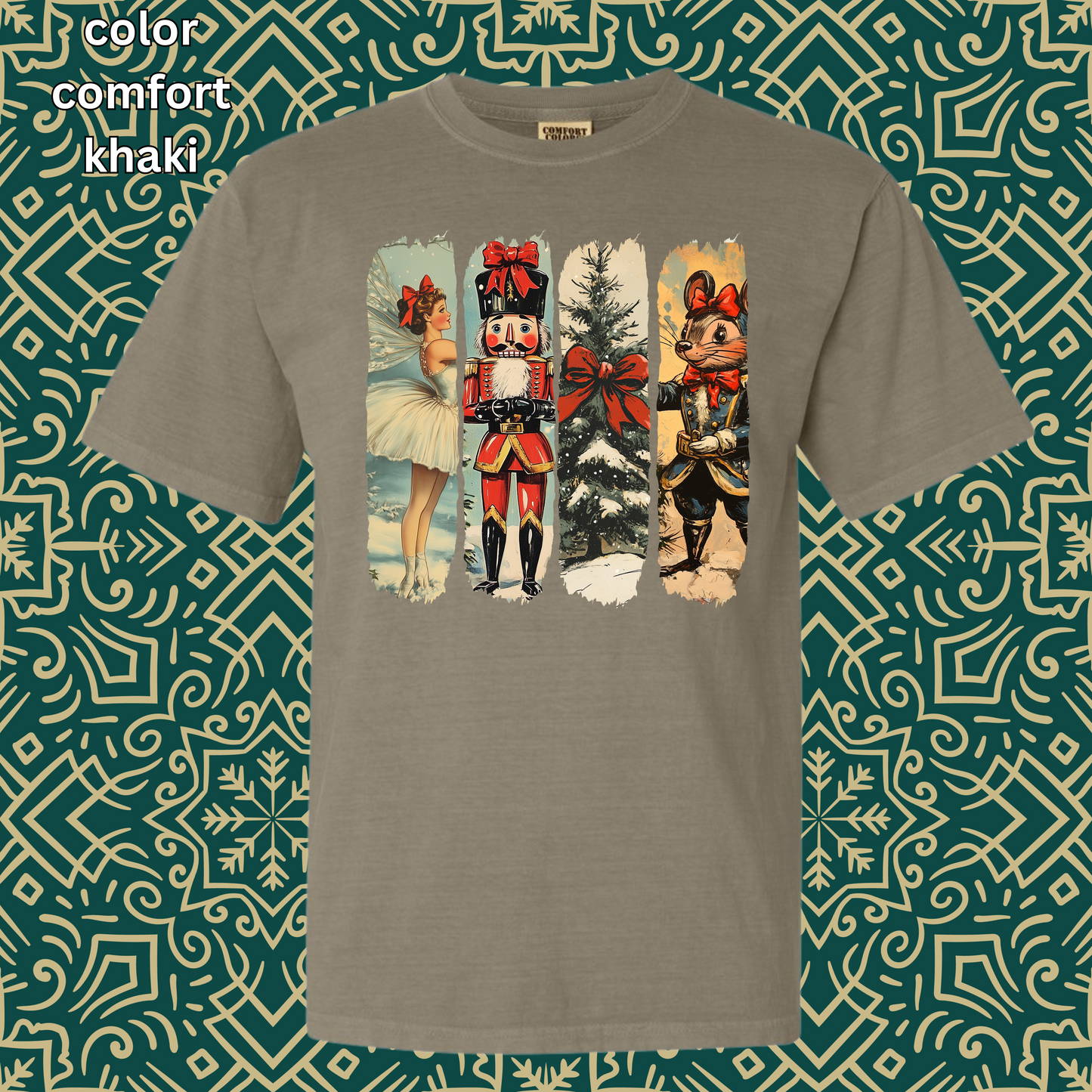 Vintage Ballerina , nutcracker, Christmas tree, mouse T-shirt