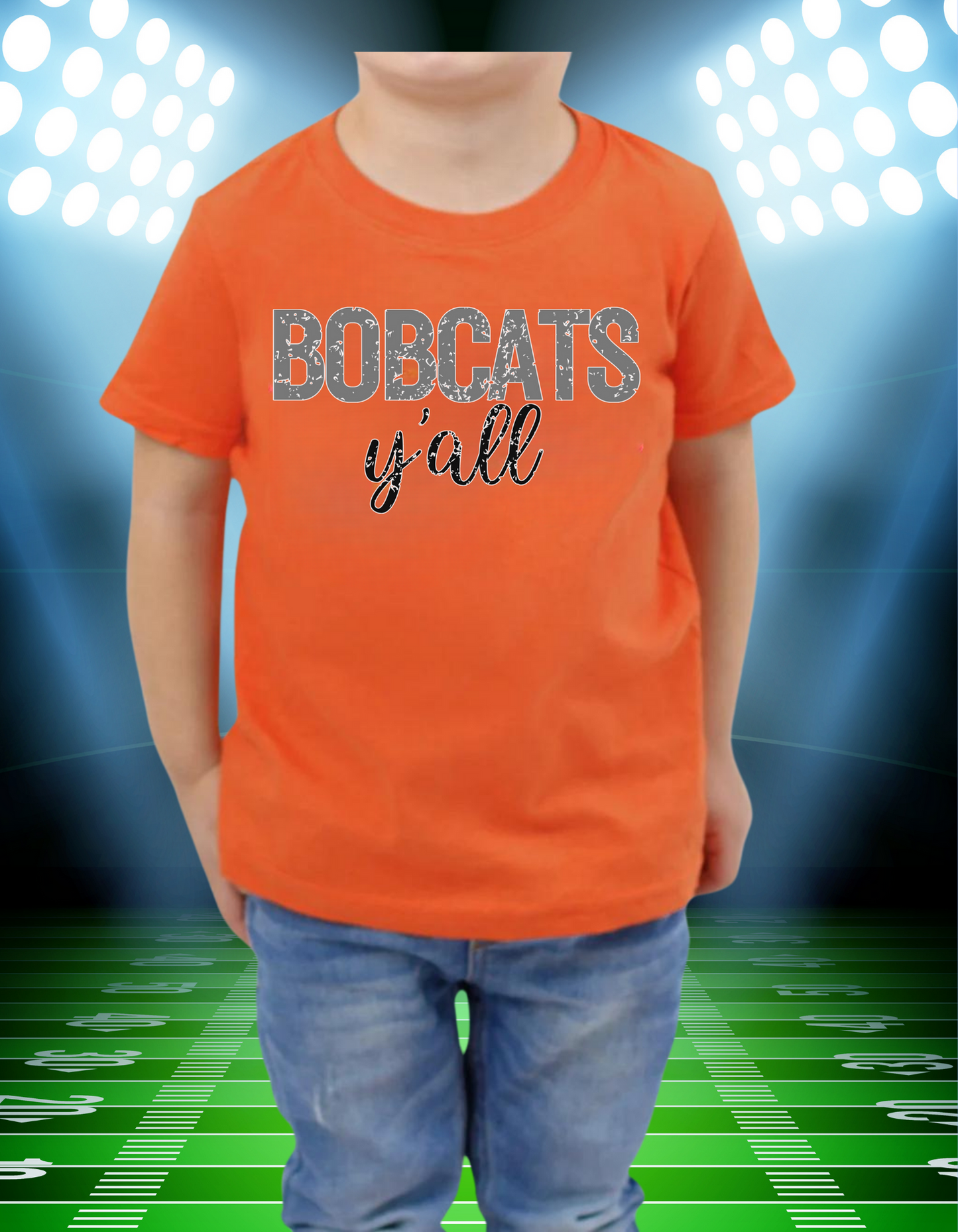 Bobcats yall "Grey bobcats and black yall font" T-shirt