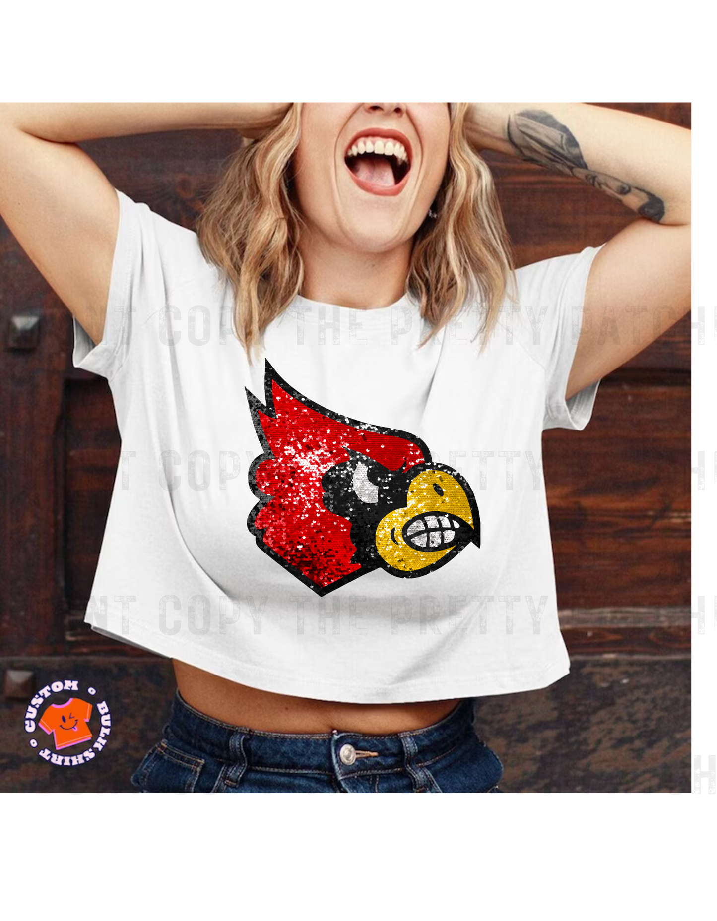 Faux sequin cardinals crop top