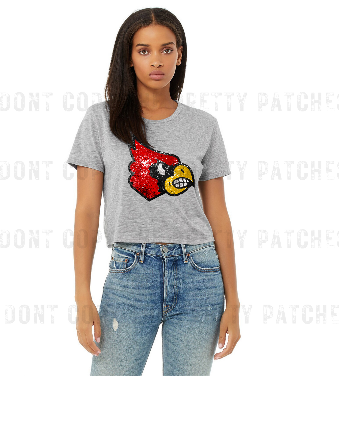 Faux sequin cardinals crop top