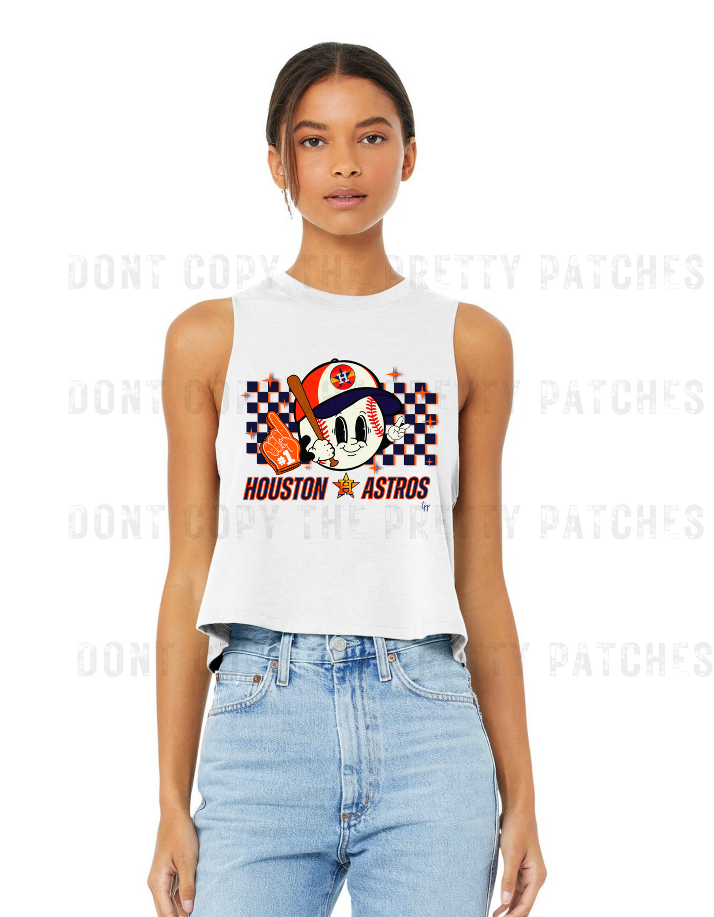 Houston astros baseball cartoon MUSCLE CROP TANK